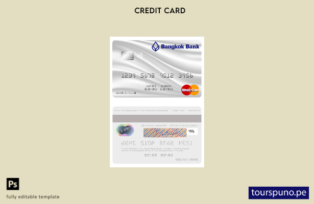 lista para imprimir la plantilla mastercard del Banco Tailandia Bangkok